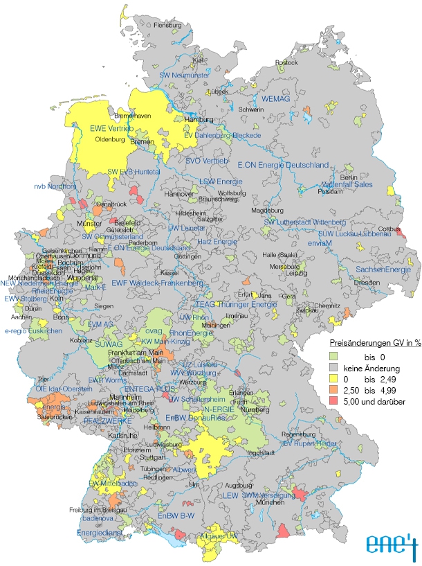 Preisänderungen Grundversorgung zum 1. Januar 2021