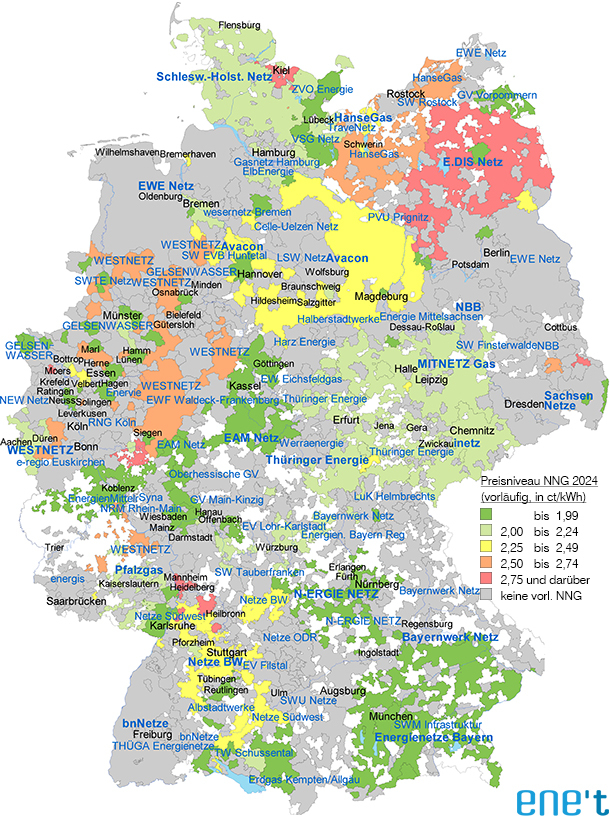 Newsletter NNG 075 - Preisniveau der vorläufigen Netzentgelte Gas 2024