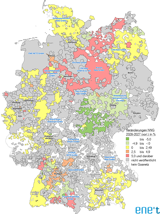 Newsletter NNG 079 - Veränderungsanalyse Netznutzung Gas 2026 - 2027 (vorläufig)