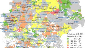 Preisniveau der endgültigen Netzentgelte Gas 2021