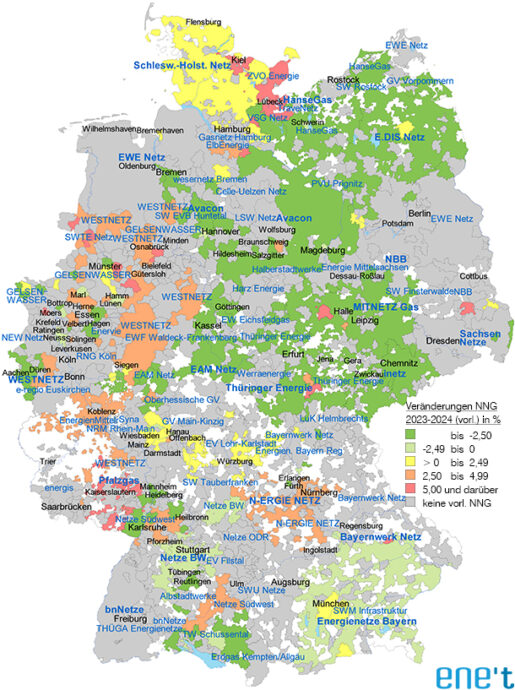 Newsletter NNG 075 - Veränderungsanalyse Netznutzung Gas 2023 - 2024 (vorläufig)