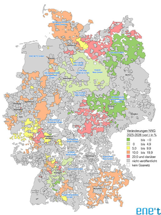 Newsletter NNG 078 - Veränderungsanalyse Netznutzung Gas 2025 - 2026 (vorläufig)
