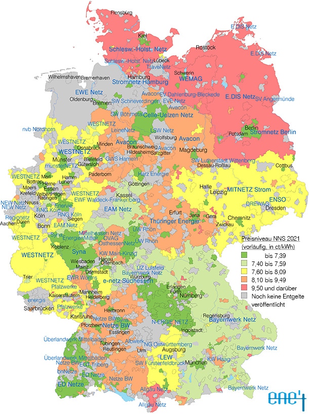 Newsletter NNS 111 - Preisniveau Netznutzungsentgelte Strom 2021 (vorläufig)