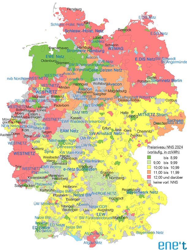 Newsletter NNS 119 - Preisniveau der vorläufigen Netzentgelte Strom 2024