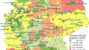 Preisniveau endgültige Netzentgelte Strom 2021