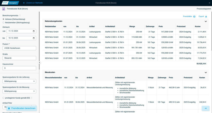 Fremdkosten RLM Strom