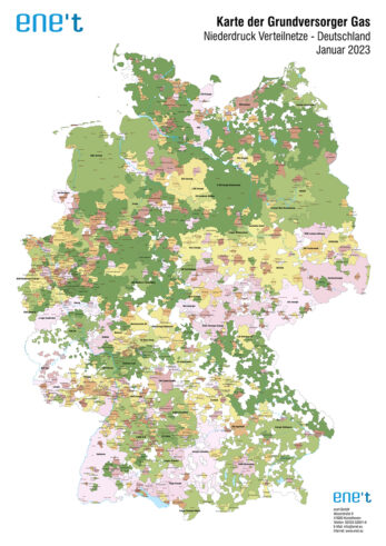 Karte der Grundversorger Gas 2023