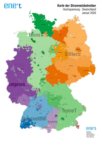 Karte der Stromnetzbetreiber Hochspannung 2024