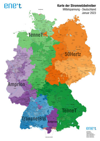 Karte der Stromnetzbetreiber Mittelspannung 2023
