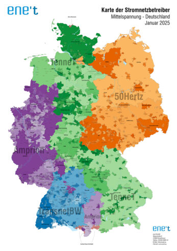 Karte der Stromnetzbetreiber Mittelspannung 2024